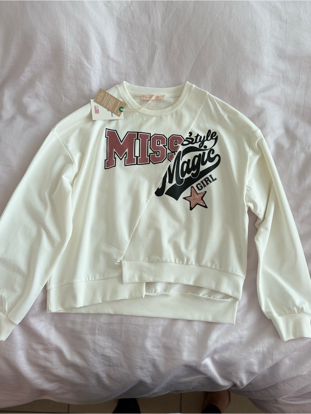 Girls' Cream 'Miss Magic' Graphic Sweatshirt